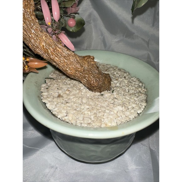 Vintage Chinese Jade Quartz Stone Glass Bonsai Tree Pink  Slight damage See Pics - Picture 4 of 16